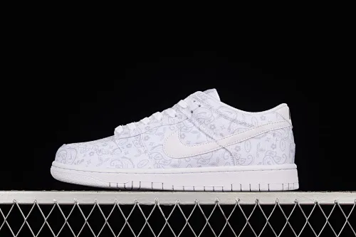 All categories Nk SB Dunk series Nk SB Dunk Low low-top sneakers J version Nk Dunk Low ESS "White Paisley" white cashew flower canvas SB low-top sports and leisure sneakers DJ9955-100